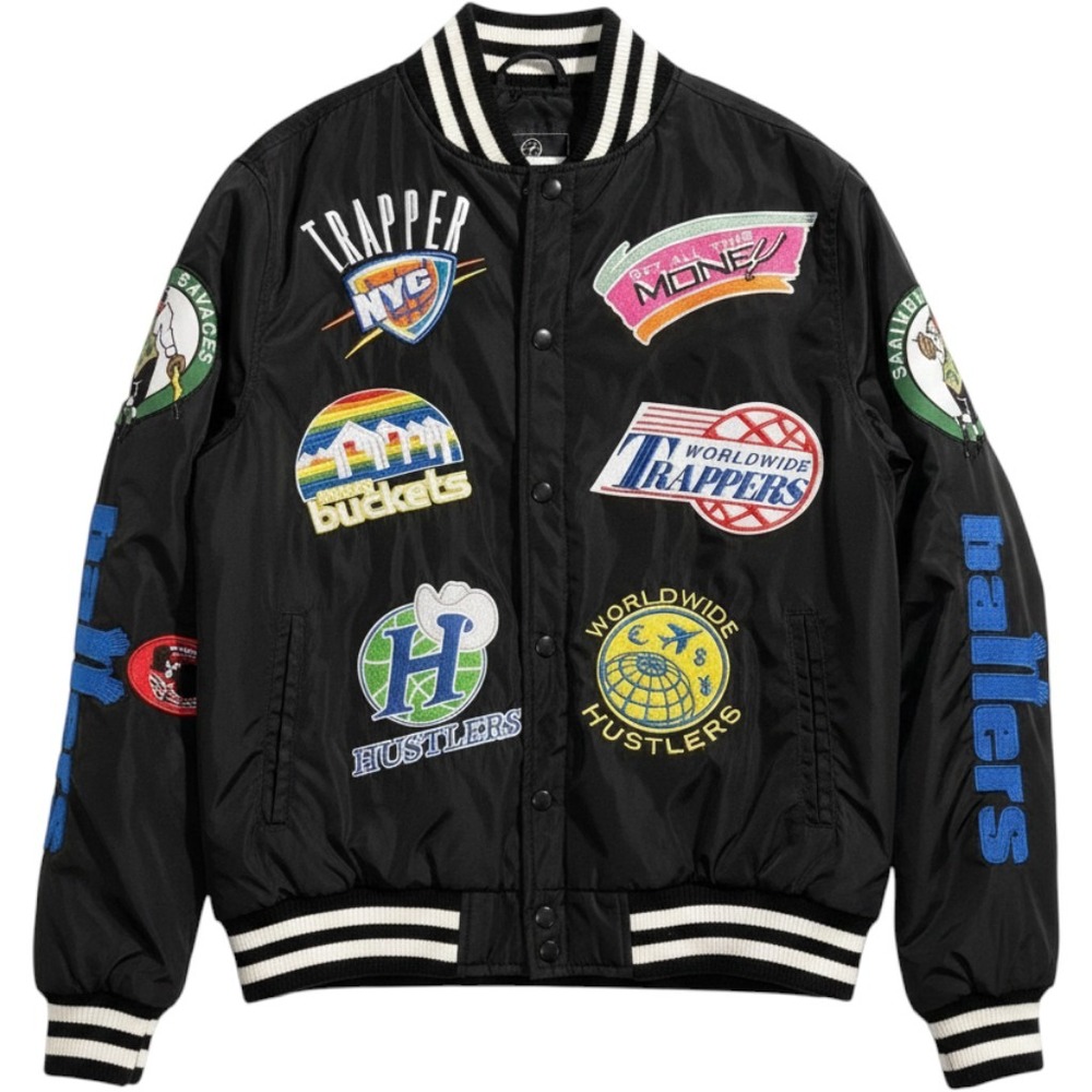 Hudson Outerwear Varsity Jacket Streetwear Oversized Bomber Black White 3XL XXL